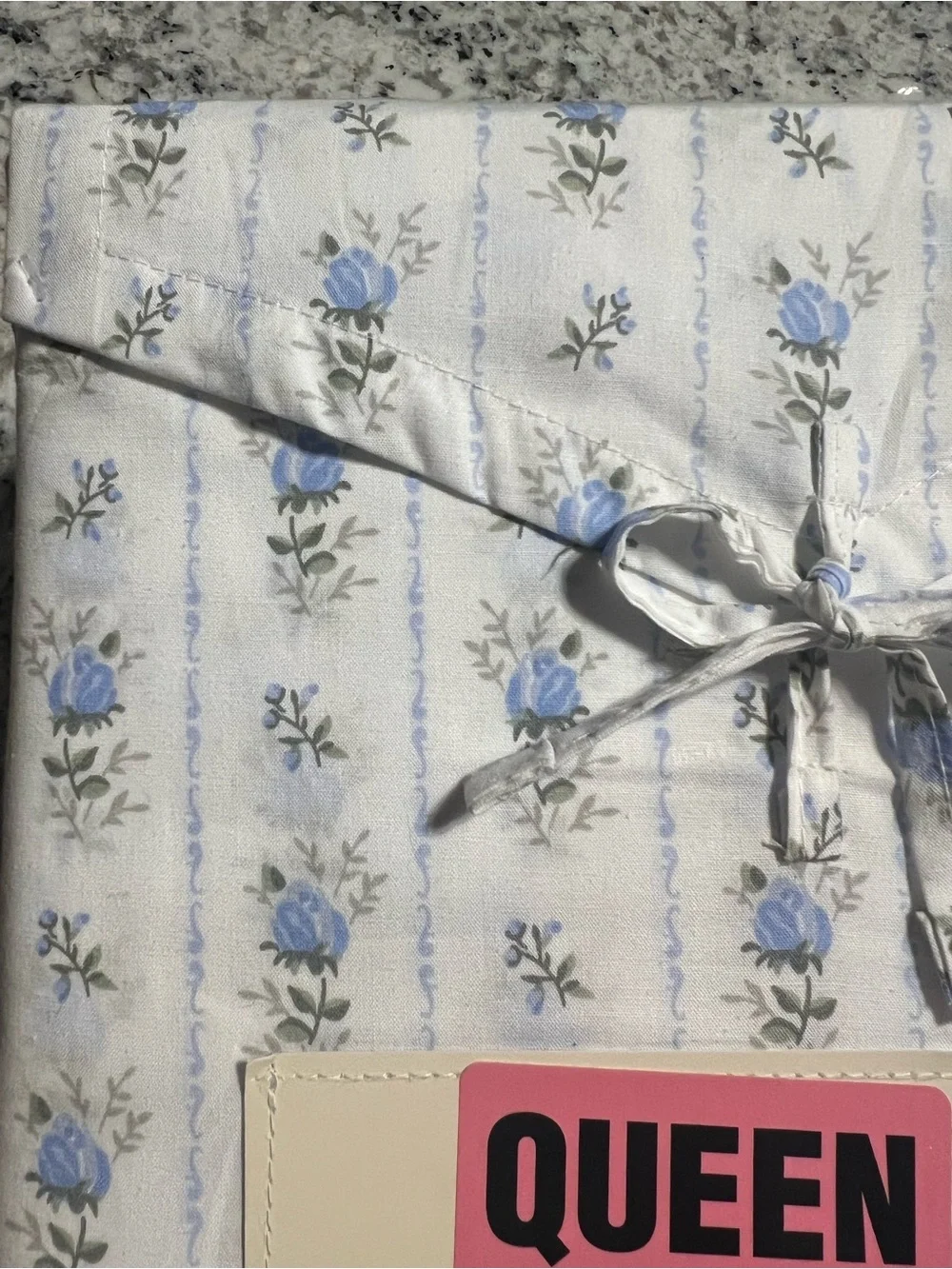 Laura Ashley Sweet Buds Blue Floral Cotton Percale Queen Sheet Set